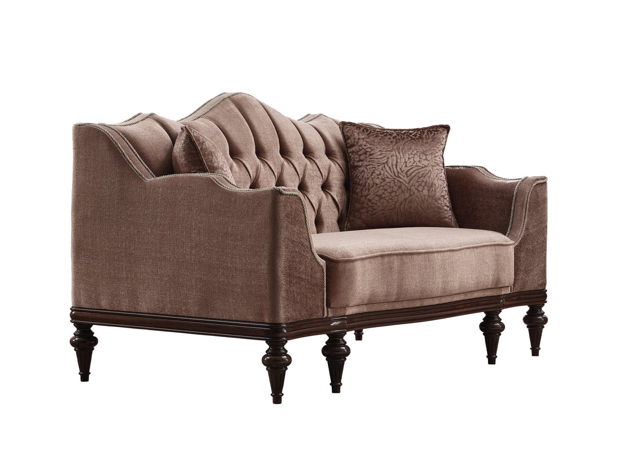 Zumrut Lux Light Brown Stationary Loveseat - Ornate Home