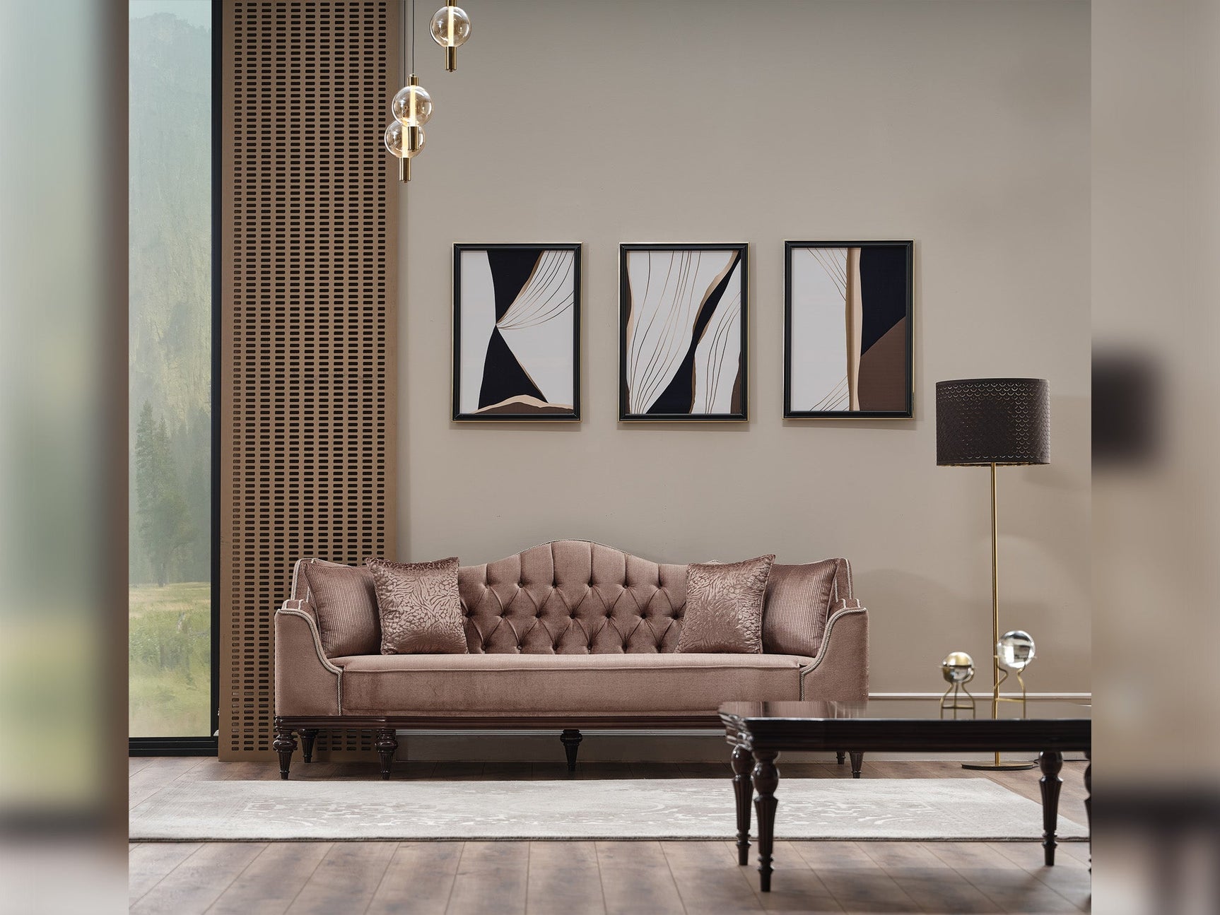 Zumrut Lux Light Brown Stationary Sofa