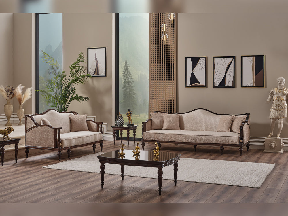 Zumrut Lux Beige 3-pieces (Sofa & Loveseat & Chair) Living Room Set