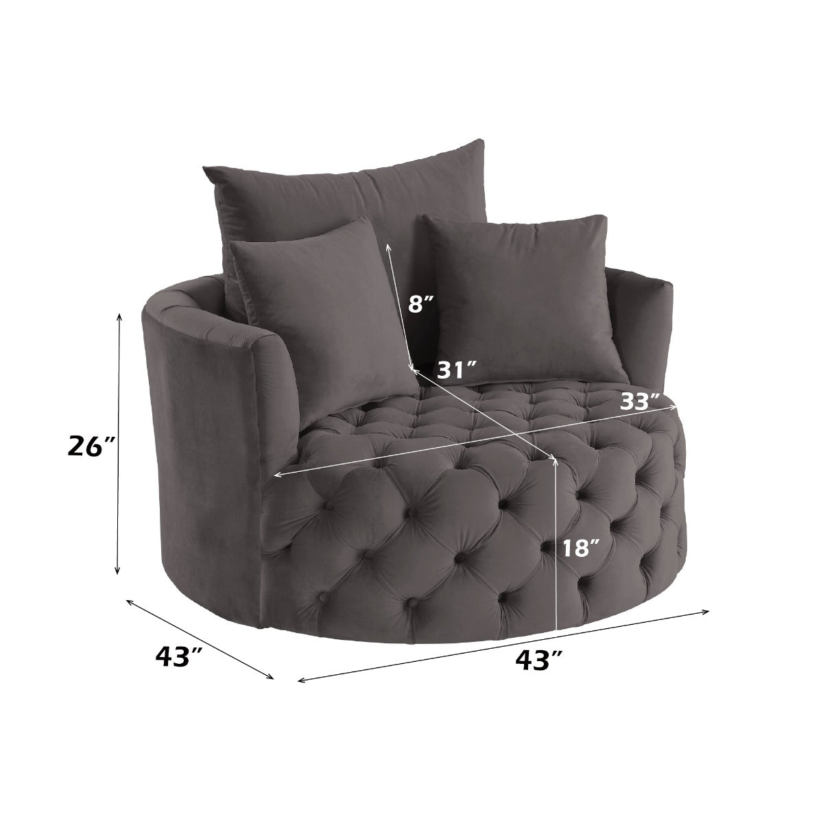 Zunyas Gray Accent Chair - Ornate Home