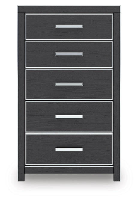 Zuraleus Black Five Drawer Chest - Ornate Home