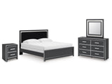 Zuraleus Black King Panel Bedroom Set with Dresser, Mirror and Nightstand (Online Special Price) - Ornate Home