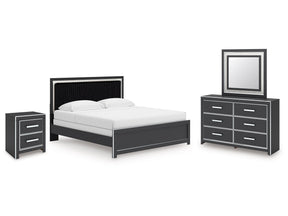 Zuraleus Black King Panel Bedroom Set with Dresser, Mirror and Nightstand (Online Special Price) - Ornate Home