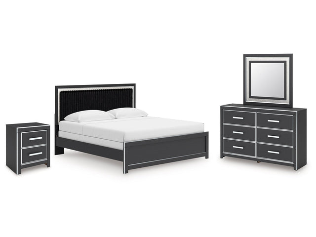 Zuraleus Black King Panel Bedroom Set with Dresser, Mirror and Nightstand (Online Special Price) - Ornate Home