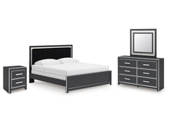 Zuraleus Black King Panel Bedroom Set with Dresser, Mirror and Nightstand - Ornate Home