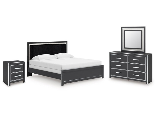 Zuraleus Black King Panel Bedroom Set with Dresser, Mirror and Nightstand - Ornate Home