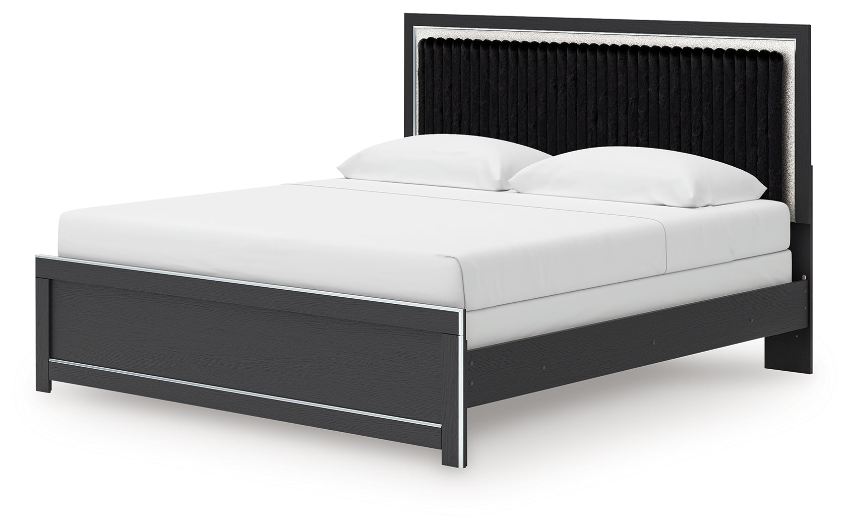 Zuraleus Black King Panel Bedroom Set with Dresser, Mirror and Nightstand - Ornate Home