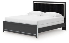 Zuraleus Black King Panel Bedroom Set with Dresser, Mirror and Nightstand - Ornate Home