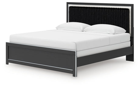 Zuraleus Black King Panel Bedroom Set with Dresser, Mirror and Nightstand - Ornate Home