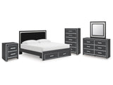 Zuraleus Black King Storage Bedroom Set with Dresser, Mirror, Chest and Nightstand (Online Special Price) - Ornate Home