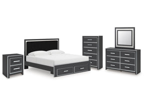 Zuraleus Black King Storage Bedroom Set with Dresser, Mirror, Chest and Nightstand (Online Special Price) - Ornate Home
