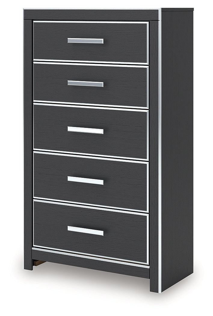 Zuraleus Black King Storage Bedroom Set with Dresser, Mirror, Chest and Nightstand - Ornate Home