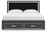 Zuraleus Black King Storage Bedroom Set with Dresser, Mirror, Chest and Nightstand - Ornate Home
