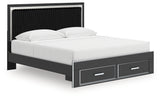 Zuraleus Black King Storage Bedroom Set with Dresser, Mirror, Chest and Nightstand - Ornate Home
