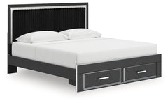Zuraleus Black King Storage Bedroom Set with Dresser, Mirror, Chest and Nightstand - Ornate Home