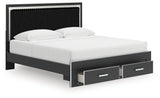 Zuraleus Black King Storage Bedroom Set with Dresser, Mirror, Chest and Nightstand - Ornate Home