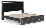 Zuraleus Black King Storage Bedroom Set with Dresser, Mirror, Chest and Nightstand - Ornate Home