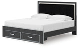 Zuraleus Black King Storage Bedroom Set with Dresser, Mirror, Chest and Nightstand - Ornate Home