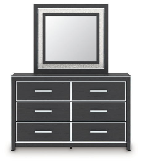 Zuraleus Black King Upholstered Bed, Dresser, Mirror and 2 Nightstands - Ornate Home