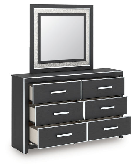 Zuraleus Black King Upholstered Bed, Dresser, Mirror and 2 Nightstands - Ornate Home