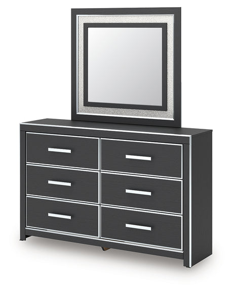 Zuraleus Black King Upholstered Bed, Dresser, Mirror and 2 Nightstands - Ornate Home