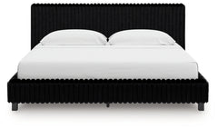 Zuraleus Black King Upholstered Bed, Dresser, Mirror and 2 Nightstands - Ornate Home