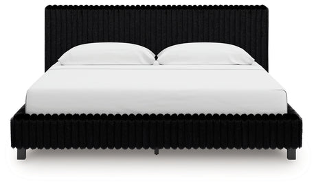 Zuraleus Black King Upholstered Bed, Dresser, Mirror and 2 Nightstands - Ornate Home