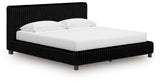 Zuraleus Black King Upholstered Bed, Dresser, Mirror and 2 Nightstands - Ornate Home