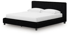 Zuraleus Black King Upholstered Bed, Dresser, Mirror and 2 Nightstands - Ornate Home