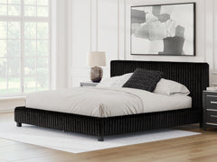 Zuraleus Black King Upholstered Bed, Dresser, Mirror and 2 Nightstands - Ornate Home