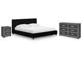 Zuraleus Black King Upholstered Bed, Dresser and Nightstand (Online Special Price) - Ornate Home