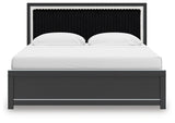 Zuraleus Black King Upholstered Panel Bed - Ornate Home