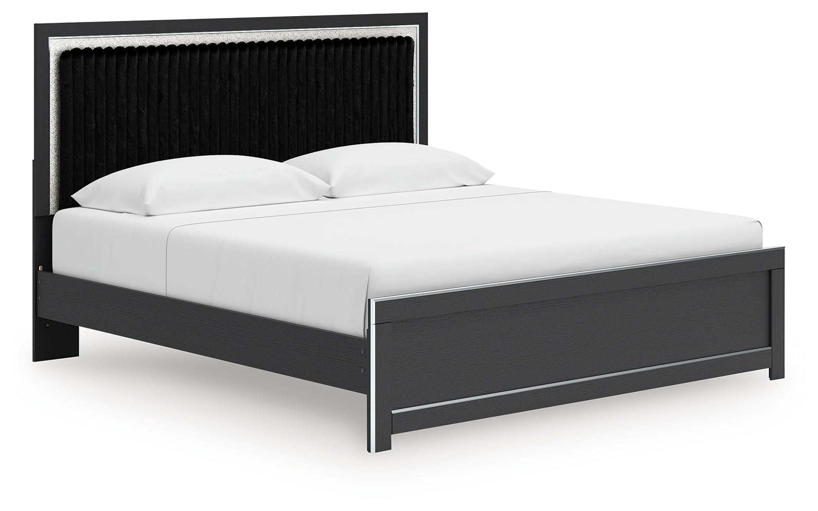 Zuraleus Black King Upholstered Panel Platform Bed (Online Special Price) - Ornate Home
