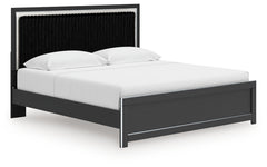 Zuraleus Black King Upholstered Panel Platform Bed - Ornate Home