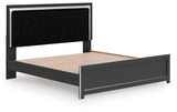 Zuraleus Black King Upholstered Panel Platform Bed - Ornate Home
