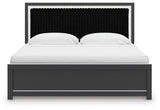 Zuraleus Black King Upholstered Panel Platform Bed - Ornate Home