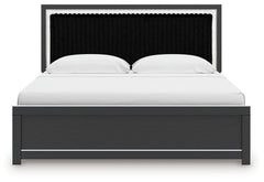 Zuraleus Black King Upholstered Panel Platform Bed - Ornate Home