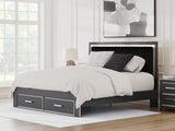 Zuraleus Black King Upholstered Panel Platform Storage Bed (Online Special Price) - Ornate Home