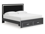 Zuraleus Black King Upholstered Panel Platform Storage Bed (Online Special Price) - Ornate Home