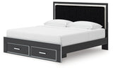 Zuraleus Black King Upholstered Panel Platform Storage Bed (Online Special Price) - Ornate Home