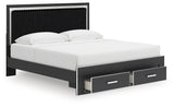 Zuraleus Black King Upholstered Panel Platform Storage Bed (Online Special Price) - Ornate Home