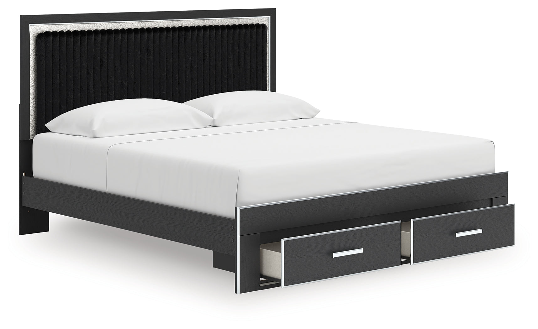 Zuraleus Black King Upholstered Panel Platform Storage Bed (Online Special Price) - Ornate Home