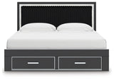 Zuraleus Black King Upholstered Panel Platform Storage Bed (Online Special Price) - Ornate Home