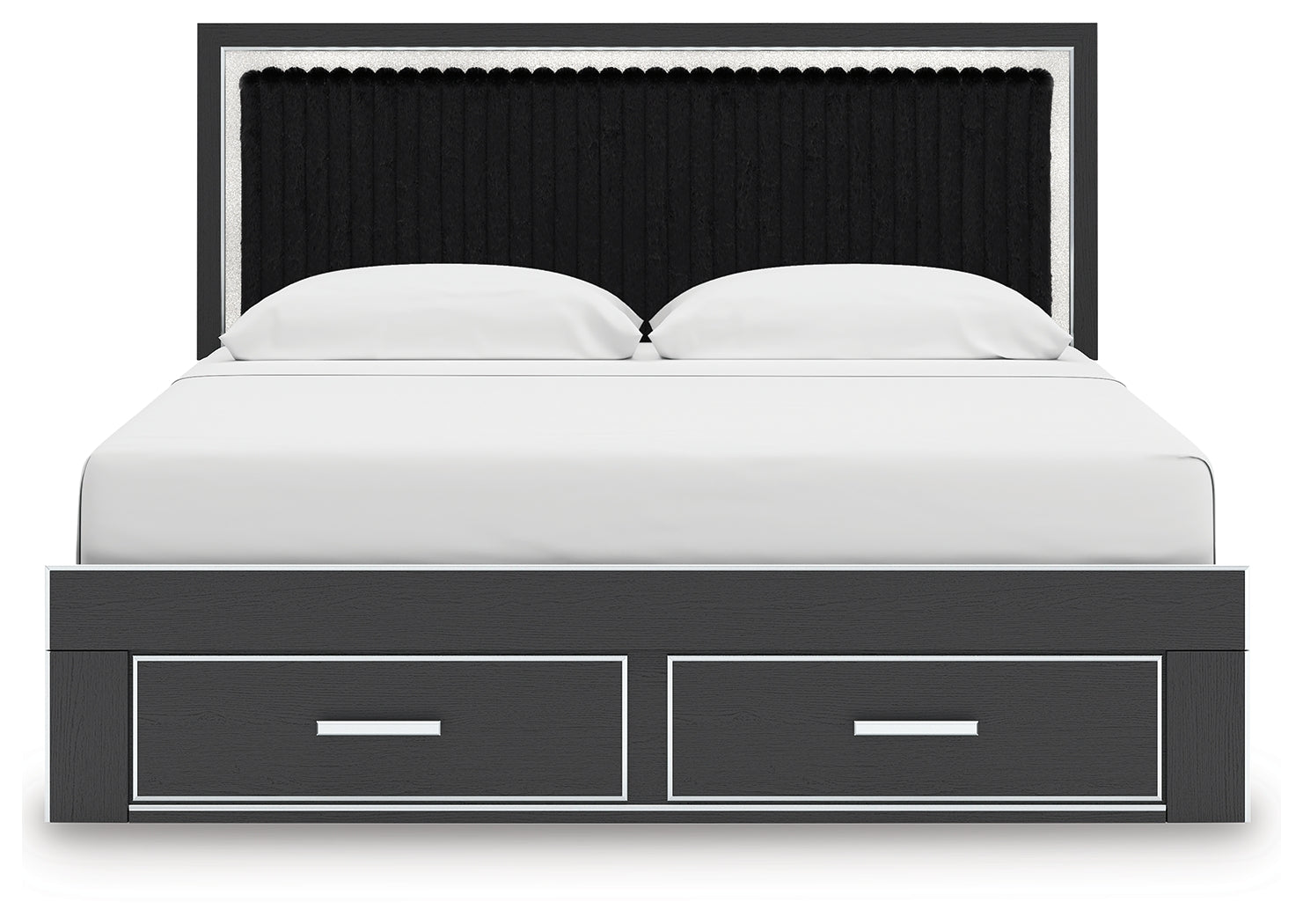 Zuraleus Black King Upholstered Panel Platform Storage Bed (Online Special Price) - Ornate Home