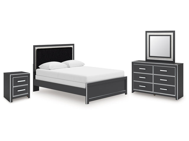 Zuraleus Black Queen Panel Bedroom Set with Dresser, Mirror and Nightstand - Ornate Home