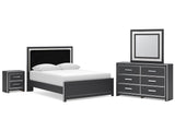 Zuraleus Black Queen Upholstered Bed, Dresser, Mirror and Nightstand (Online Special Price) - Ornate Home