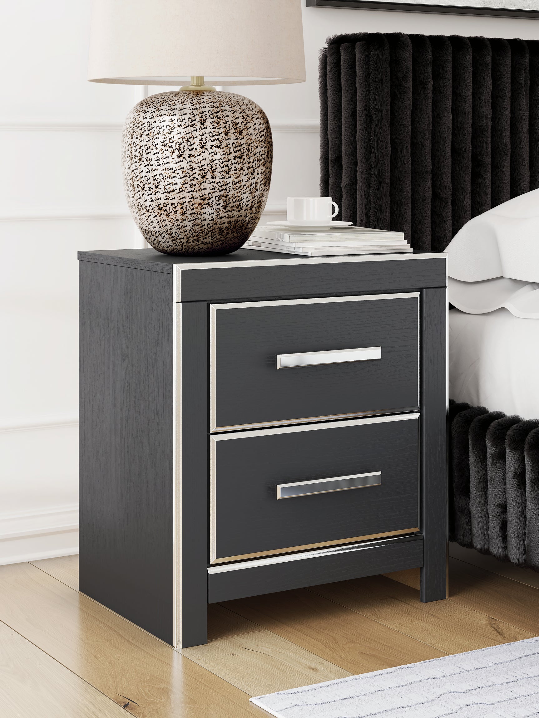 Zuraleus Black Queen Upholstered Bed, Dresser, Mirror and Nightstand (Online Special Price) - Ornate Home