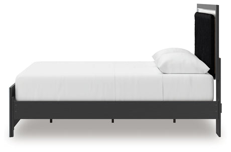 Zuraleus Black Queen Upholstered Bed, Dresser, Mirror and Nightstand - Ornate Home