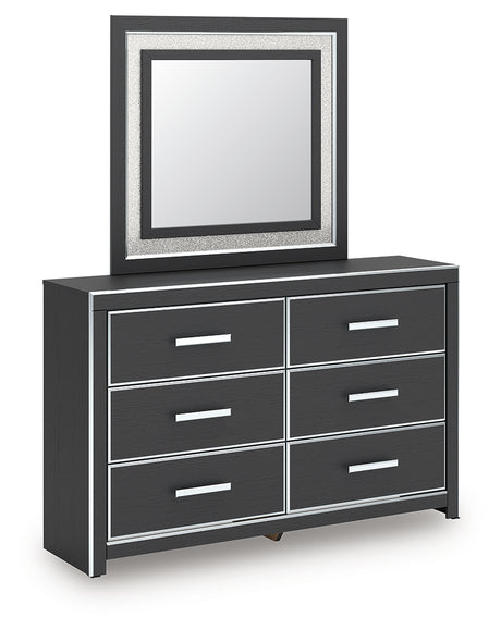 Zuraleus Black Queen Upholstered Bed, Dresser, Mirror and Nightstand - Ornate Home
