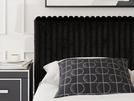 Zuraleus Black Queen Upholstered Bed, Dresser, Mirror and Nightstand - Ornate Home